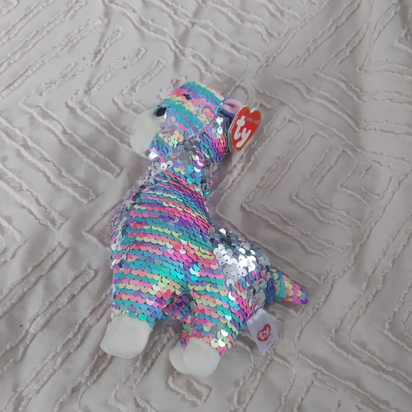 Ty Beanie Boo “Lola” Sequin Llama Plush – Colorful Sparkly Stuffed Animal - Picture 5 of 9
